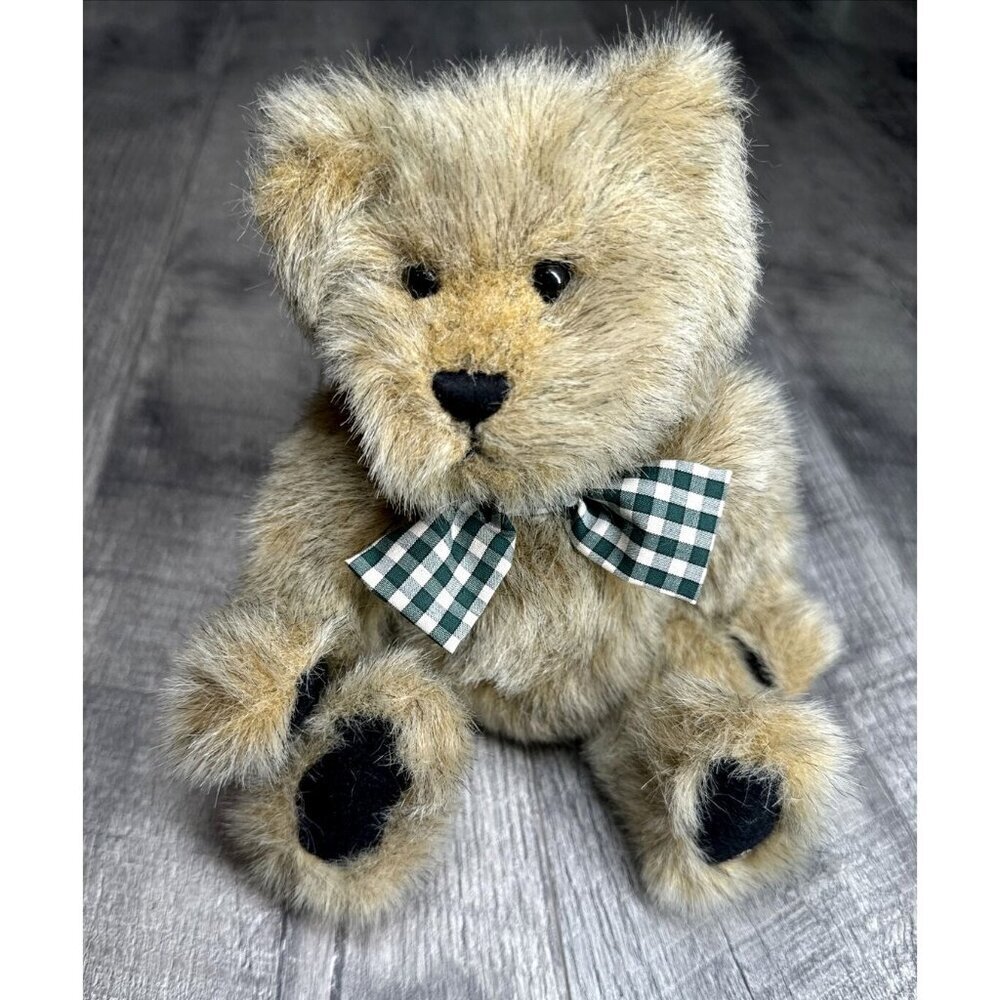 Ganz Cottage Collectibles Bear Jointed Brown Paws Plaid Bow Catharine Tredger